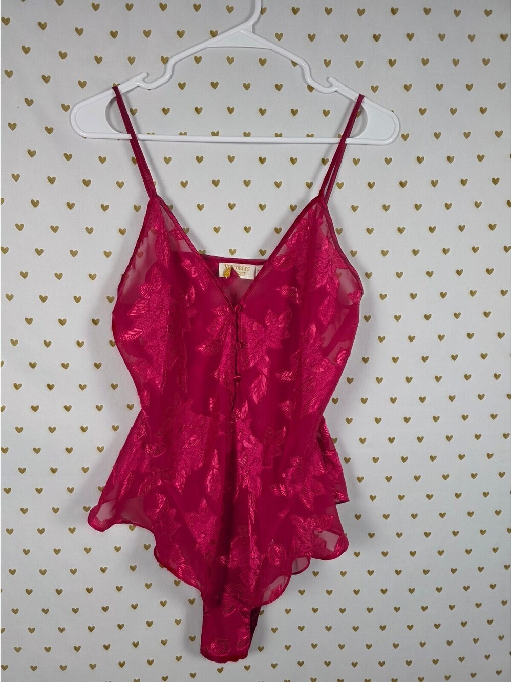 Victorias Secret Vintage Gold Label Teddy Bodysuit Medium Red Lingerie